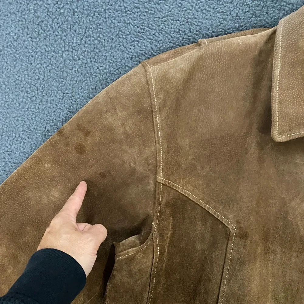 Wilsons M. Julian Leather Jacket Mens Large Suede Brown Racer Biker Moto